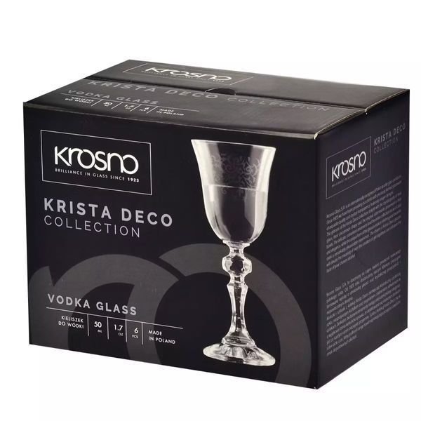 Набор рюмок для водки Krosno Krista Deco, стекло, 50 мл, 6 шт 788753 фото