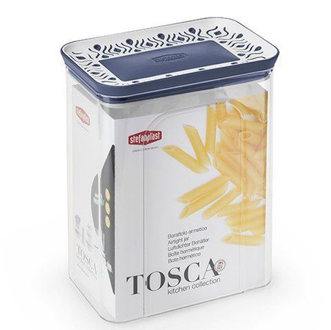 Ємність для зберігання продуктів прямокутна Stefanplast TOSCA 2.2 л білий/синій 55651 фото