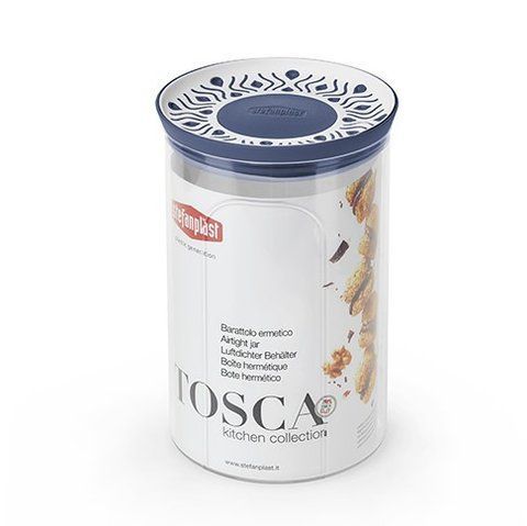 Місткість для зберігання продуктів кругла Stefanplast TOSCA 1.2л білий/синій 55451 фото