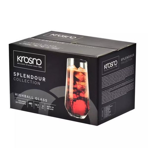 Набір високих склянок Krosno Splendour, скло, 480 мл, 6 шт. 789415 фото