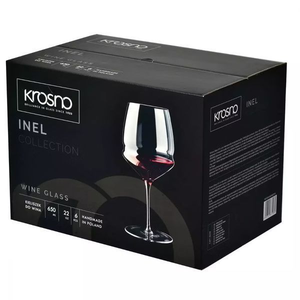 Набір келихів для вина Krosno Inel, скло, 650 мл, 6 шт 871035 фото