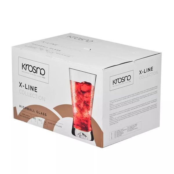 Набір високих склянок Krosno X-line скло, 300 мл, 6 шт. 789170 фото