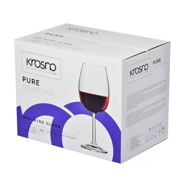 Набір келихів для червоного вина Krosno Pure, скло, 350 мл, 6 шт 788104 фото