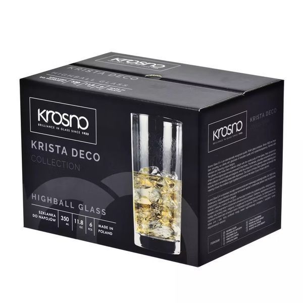 Набор высоких стаканов Krosno Krista Deco, стекло, 350 мл, 6 шт 786087 фото