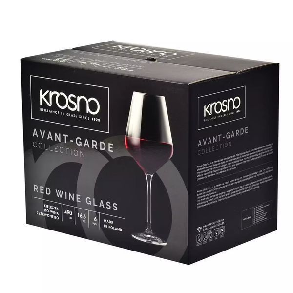Набір келихів для червоного вина Krosno Avant-Garde, скло, 490 мл, 6 шт 790992 фото