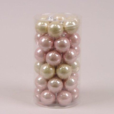 Шарики стеклянные 3,8 см. розово-кремовые (36 шт.) 44566 фото