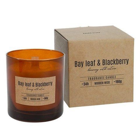 Свічка ароматична з дерев'яним гнотом Bispol Bay Leaf & Blackberry 27577 фото
